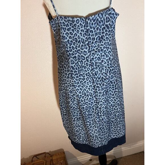 Rampage Mini Dress Y2K Cheetah Blue Vintage Stretchy Babydoll Leopard Slip Sz M - Picture 6 of 13